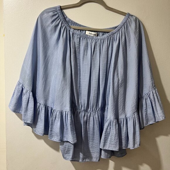 DO+BE Tops - Do+Be Light Blue Off-Shoulder Ruffle Blouse – Size L 💙✨